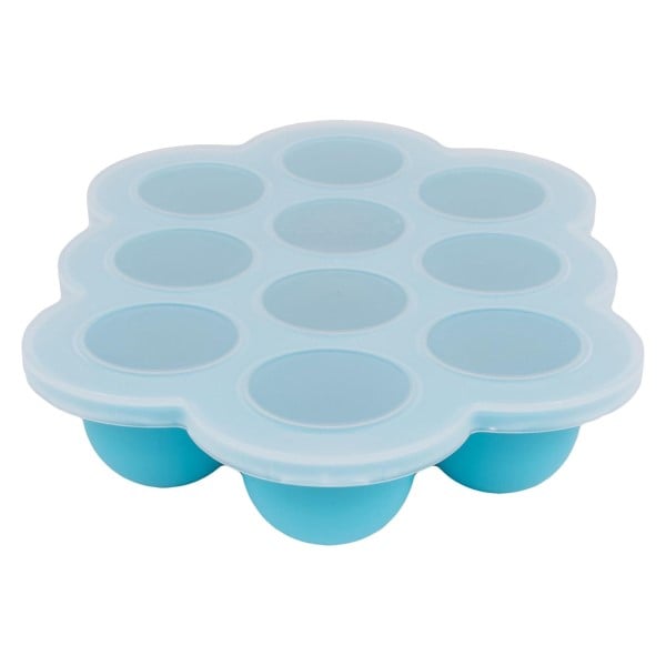 WeeSprout Silicone Freezer Tray with Clip on Lid Perfect Food Storage Container for Homemade Baby Food, Vegetable, Fruit Purees, and Breast Milk (Bright Blue, Ten 1.5 Ounce Sections)