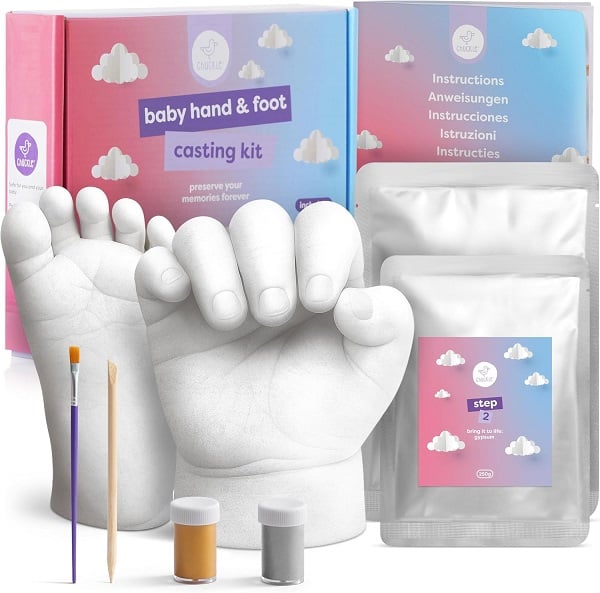 chuckle Baby Handprint Footprint Casting Kit, 3D Molding Gift Set, Memories, Keepsakes, Hand or Foot for Kids or Newborn, Baby Shower Presents