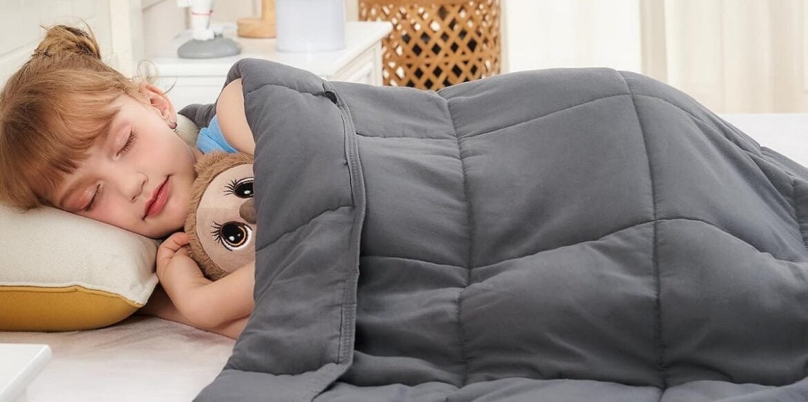 yescool Weighted Blanket 5 Pounds Cooling Weighted Lap Blanket, Grey Heavy Blanket for Sleeping, Weighted Throw Blanket Gifts