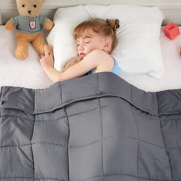 yescool Weighted Blanket 5 Pounds Cooling Weighted Lap Blanket, Grey Heavy Blanket for Sleeping, Weighted Throw Blanket Gifts